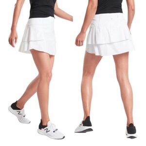 Athleta Momentum Tennis Skort White Ruffle Built in Spandex Size Small